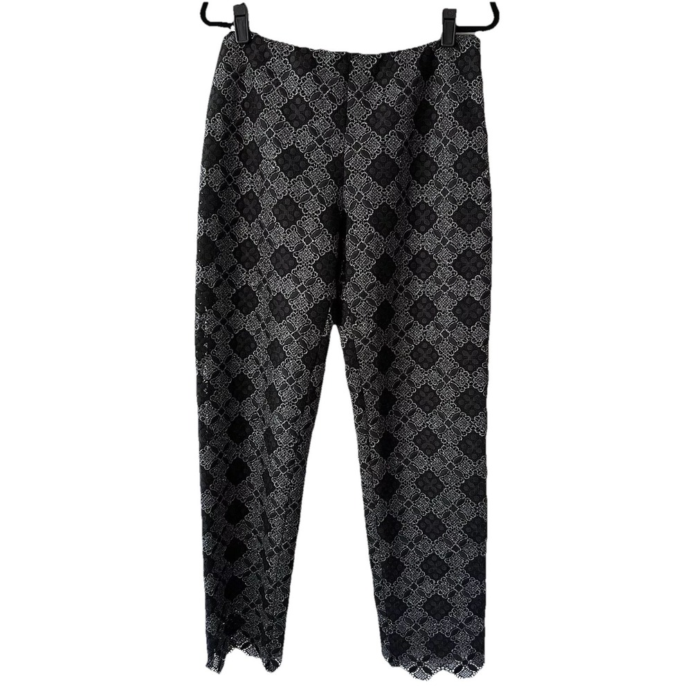 Cureté Black Lace Overlay Pants Womens Size 10 Sheer Straight Evening Gothic USA